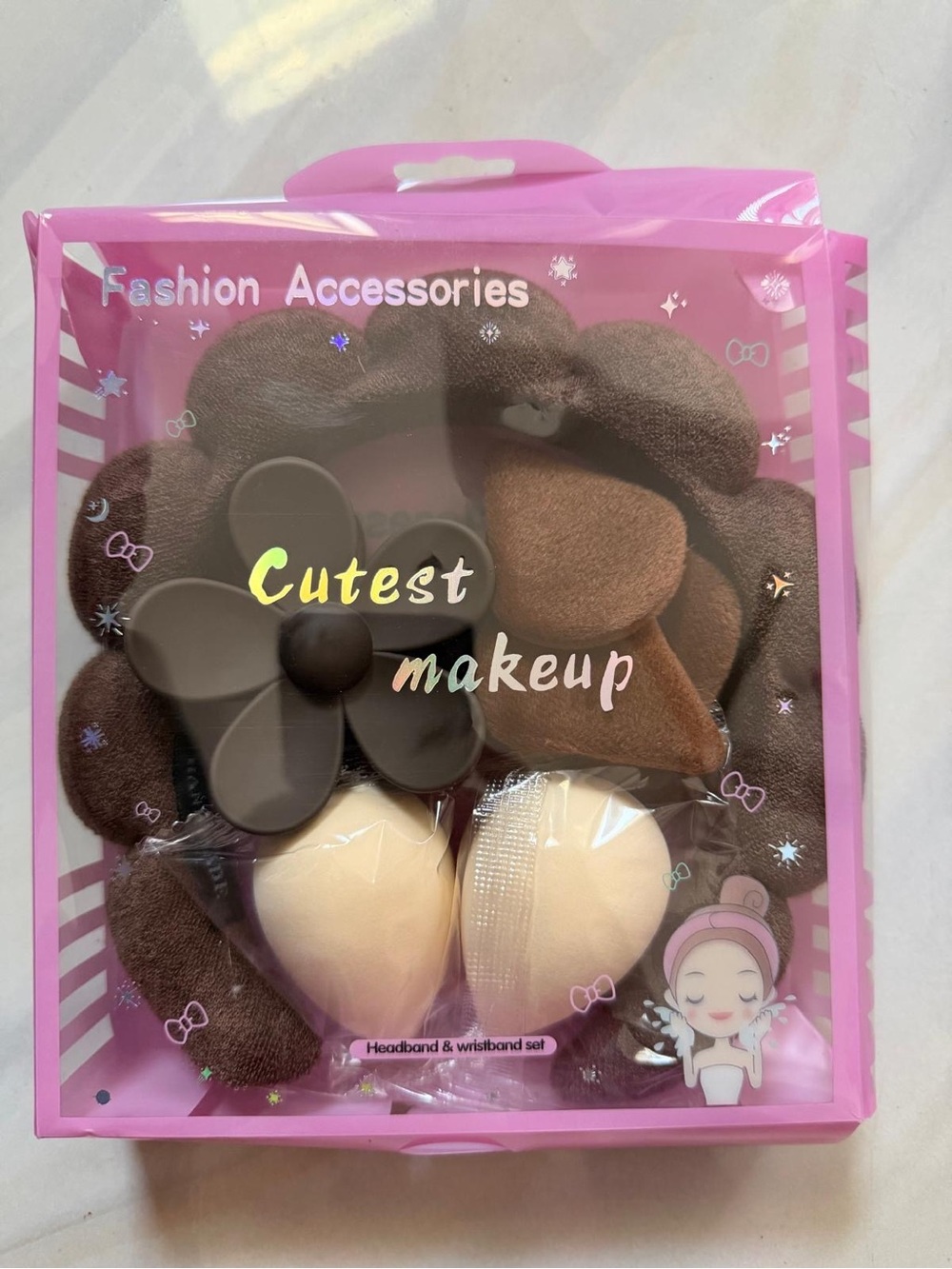 Cutest Makeup Kids Headband & Wristband Set - Pink